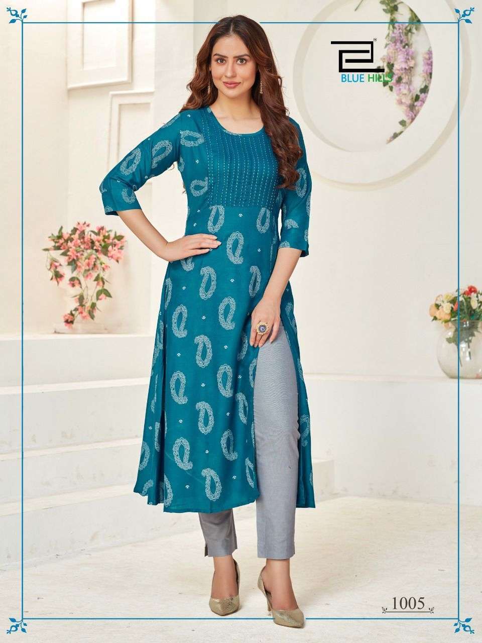 BLUE HILLS FIRST DATE VOL 3 RAYON SIDE CUT CONCEPT CASUAL WEAR KURTI