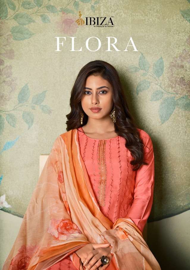 FLORA BY IBIZA MASLIN EMBROIDERY DESIGNER SUITS