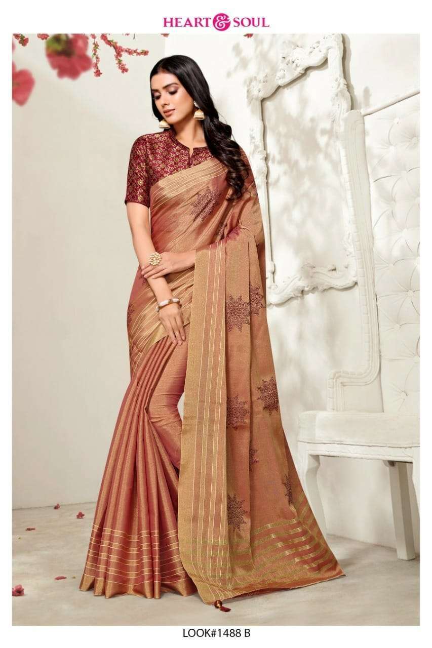HEART AND SOUL 1489 SERIES TISSUE SILK WITH PATOLA READY BLOUSE CONCEPT OF SAREES