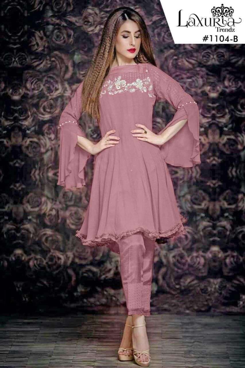 LAXURIA 1104 B EMBROIDERY KURTI WITH PATCH WORK BOTTOM PANT COLLECTION