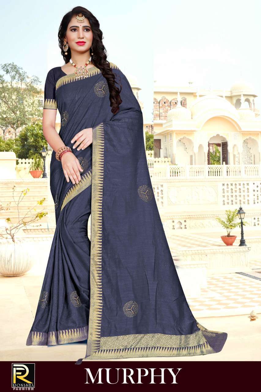 MURPHY BY RANJNA SAREE FANCY BORDER SIROSKI BUTTA TRADITIONAL WEAR SAREE COLLECTION