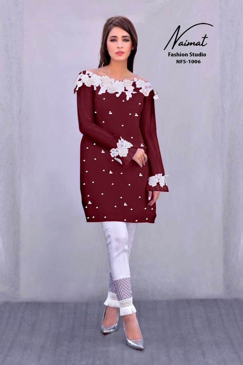 NAIMAT FASHION STUDIO NFS 1006 GEORGETTE TUNIC KURTI WITH PANT BEST RATE