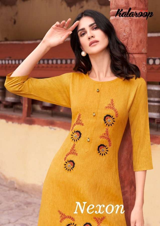 NEXON BY KALAROOP RAYON EMBROIDERY CASUAL WEAR KURTIS