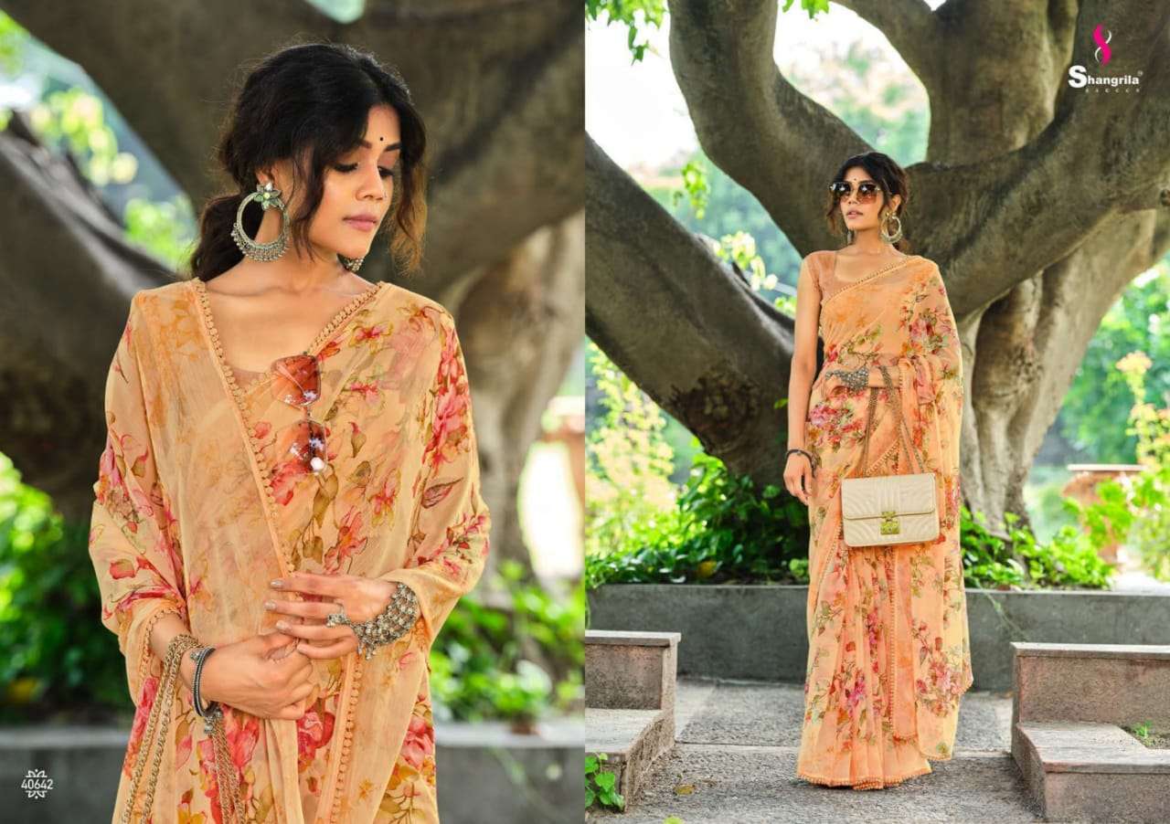 SHANGRILA SHAILY PURE CHIFFON PRINTED SARESS WHOLESALER