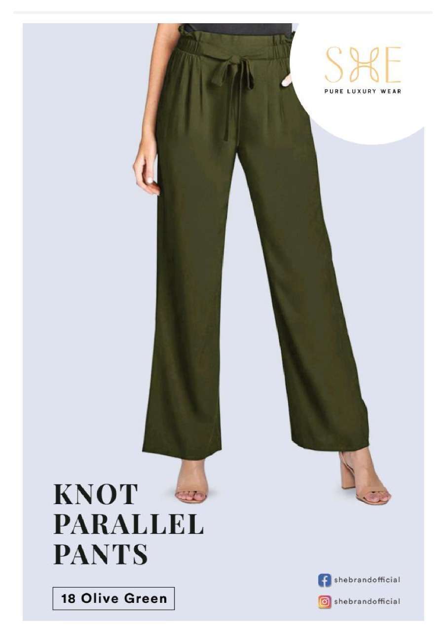 SHE KNOT PARALLEL PANTS SOFT RAYON WITH BOTH SIDE POCKET AND TIEUP BELT CONCEPT WHOLESALE RATE