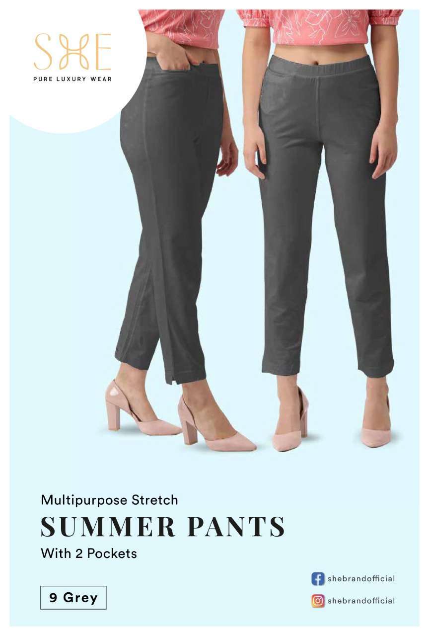 SHE PURE LUXURY WEAR SUMMER PANTS COTTON STRETCH FOR LADIES AND GIRLS AT BEST RATES
