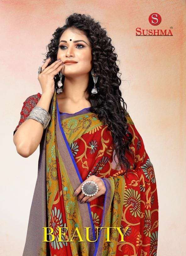 SUSHMA PRESENT BEAUTY PRINTED BRASSO DESIGNER SAREE