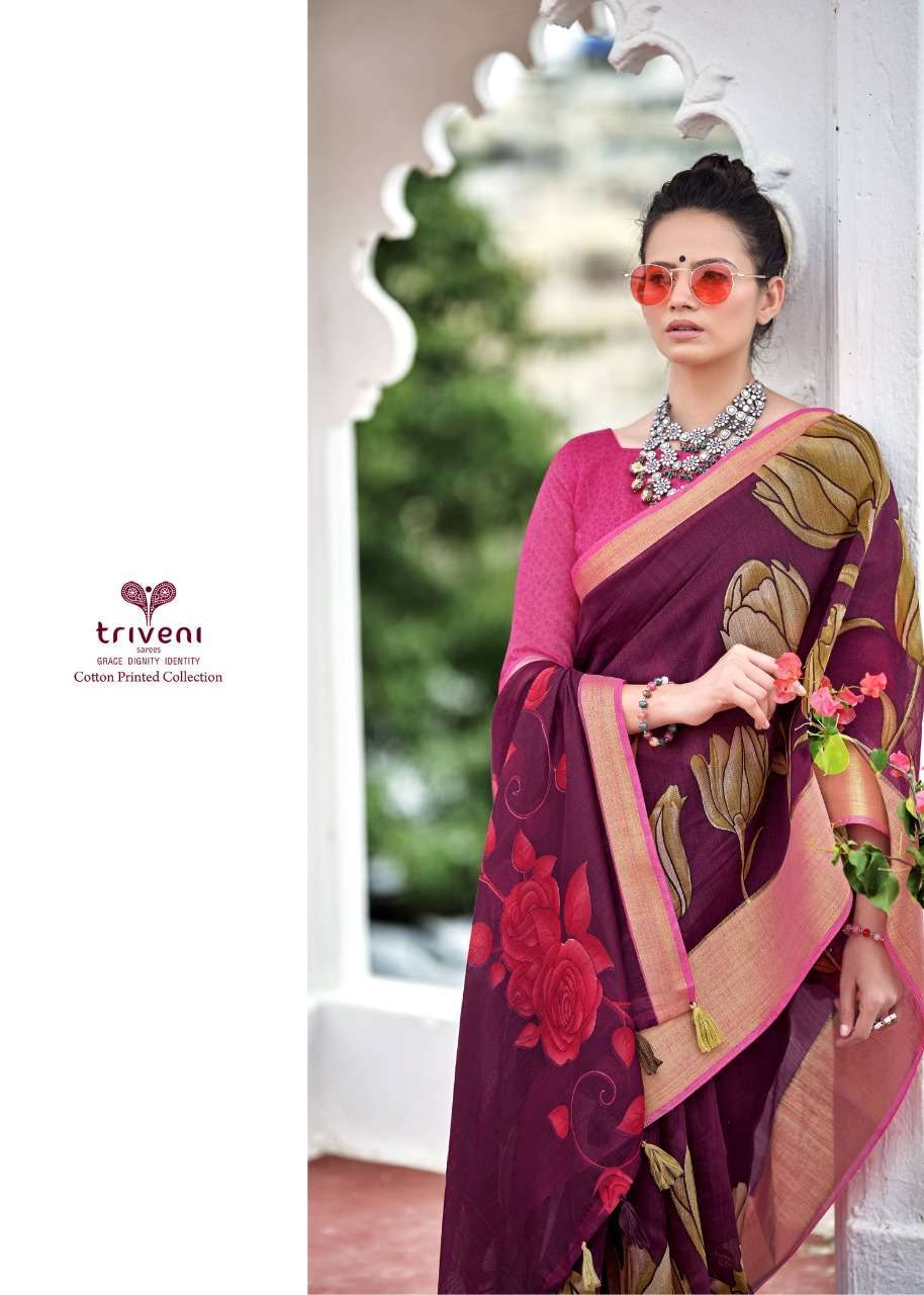 SWET BY TRIVENI COTTON LINEN PRINTED FORMAL SAREE WHOLESALER