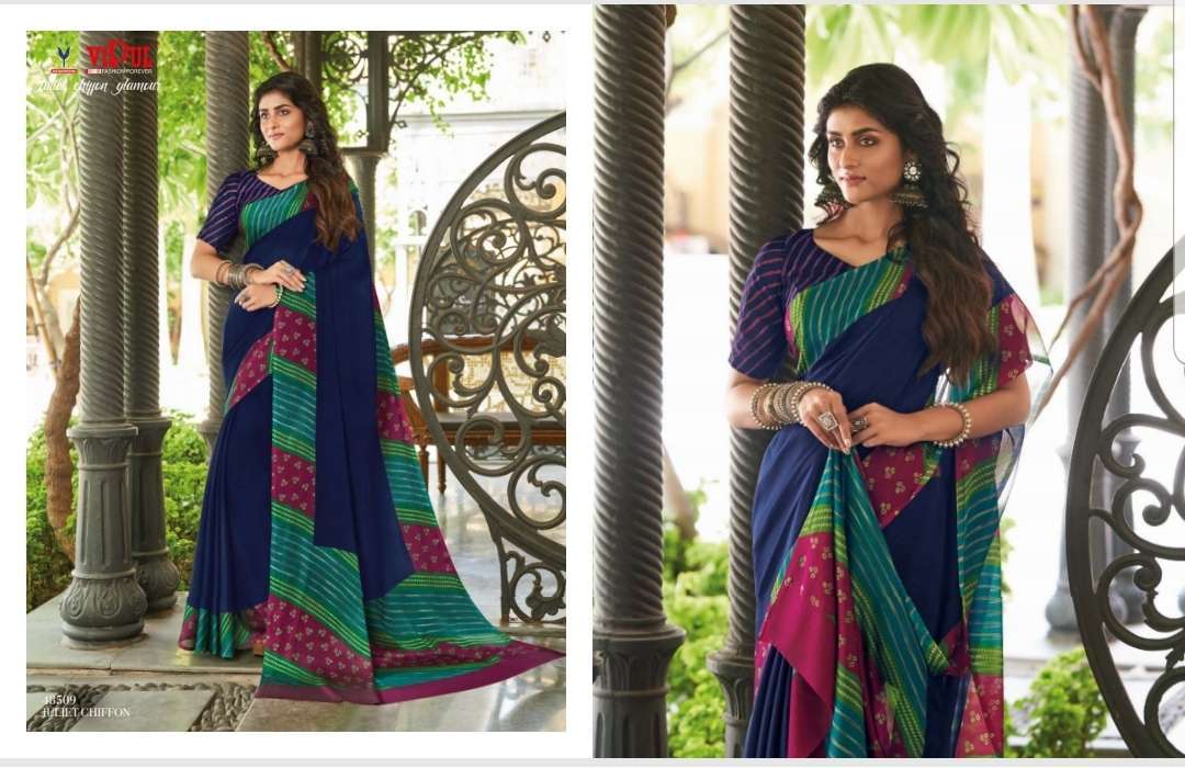 VIPUL JULIET CHIFFON GLAMOUR PRINTED SAREES WITH MATCHING BLOUSE