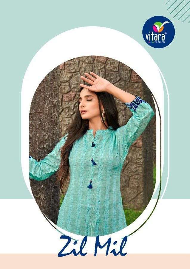 VITARA ZIL MIL COTTON EMBROIDERY FANCY KURTI SUPPLIER