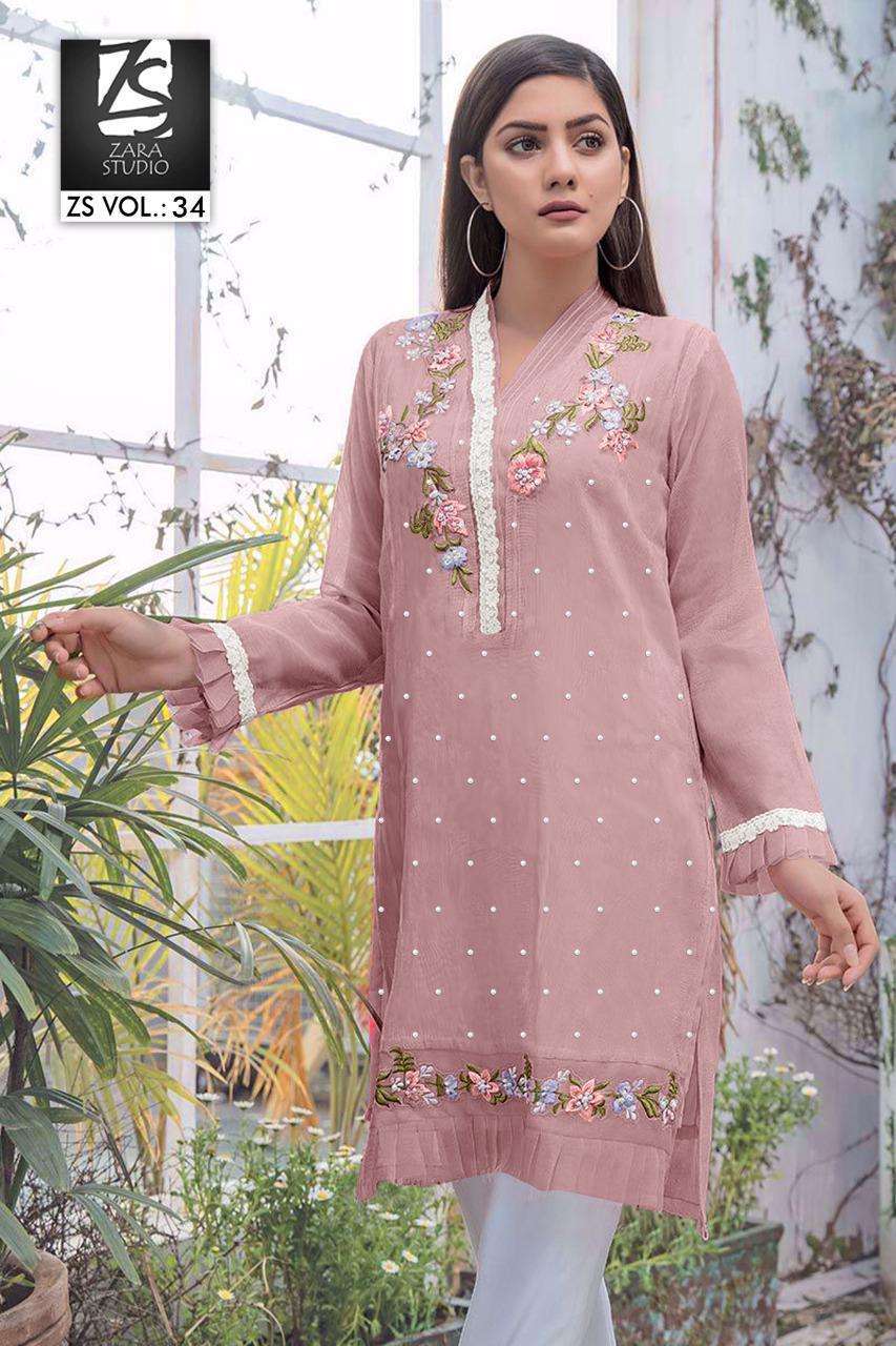 ZS VOL 34 BY ZARA STUDIO GEORGETTE READYMADE KURTI WITH COTTON PANT SUPPLIER