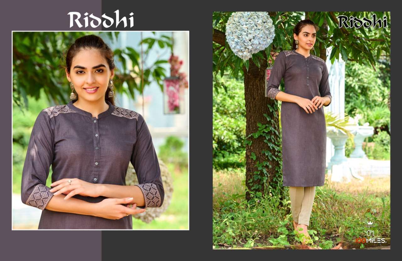 100 miles riddhi series 01-04 Pure linen Cotton kurti