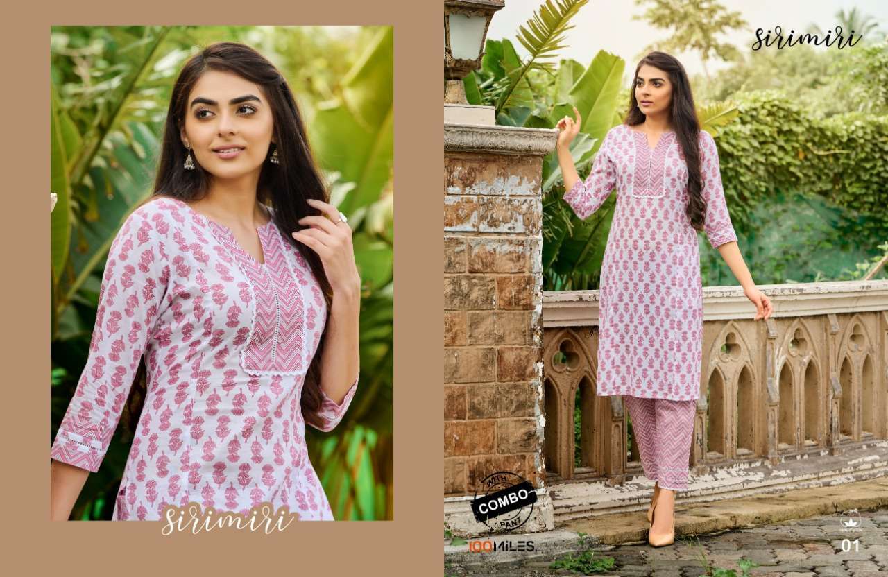 100 miles siri miri series 01-04 pure cotton printed kurti 