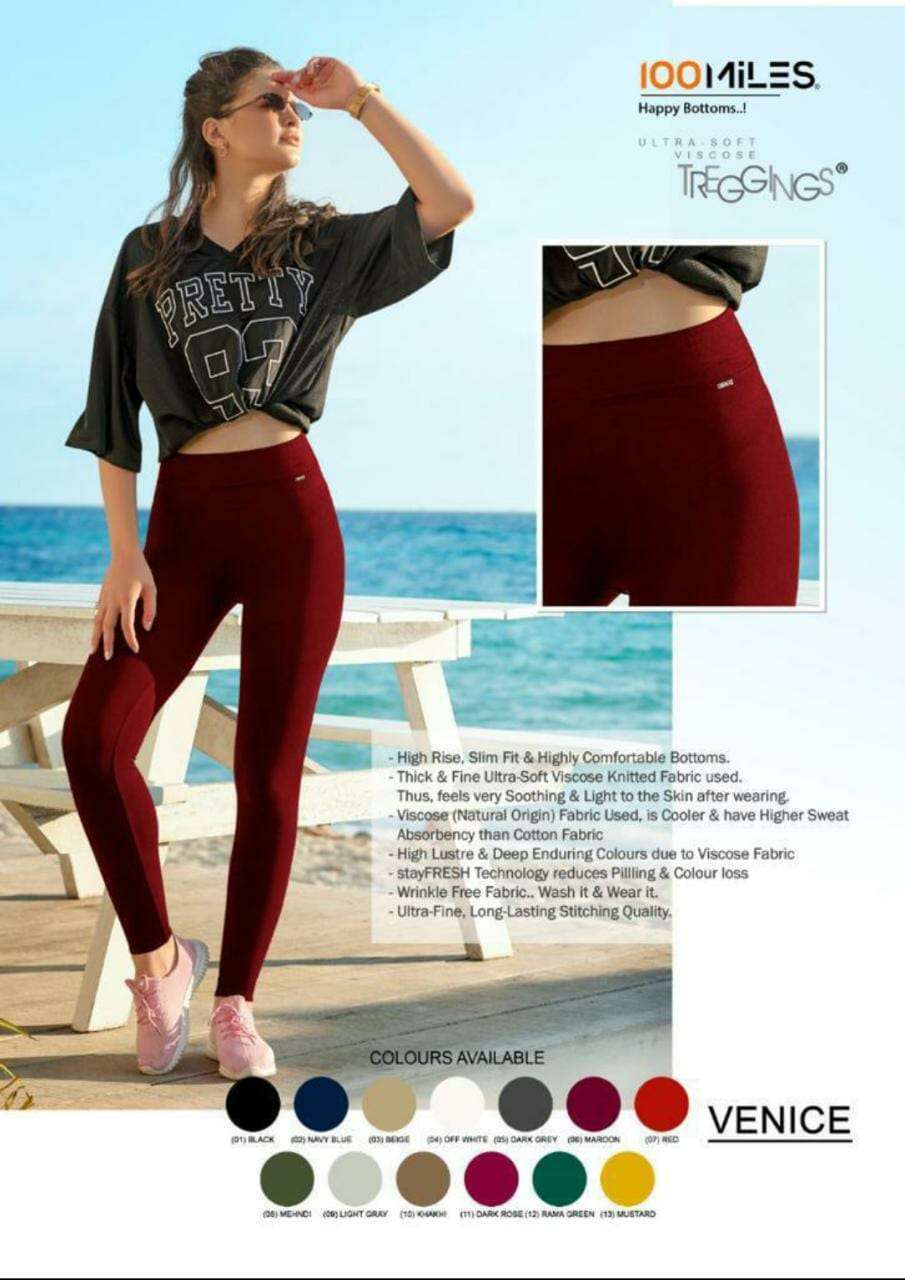 100 miles venice 4 way stretch viscose treggings bottom wear 