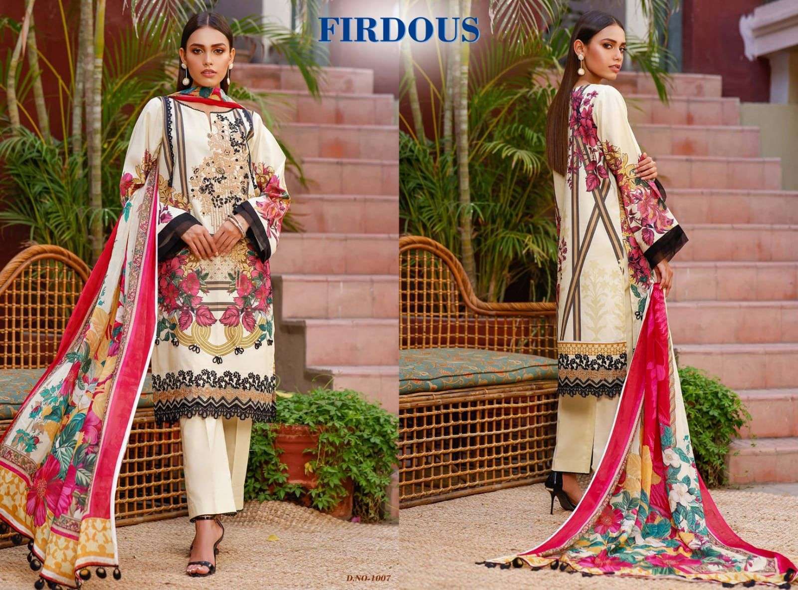 agha noor firdous jade series 1001-1010 jam satin cotton suit