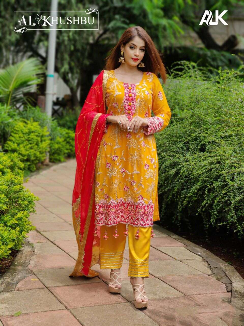 al khushbu alk-dno-110 georgette with heavy embroidered suit 