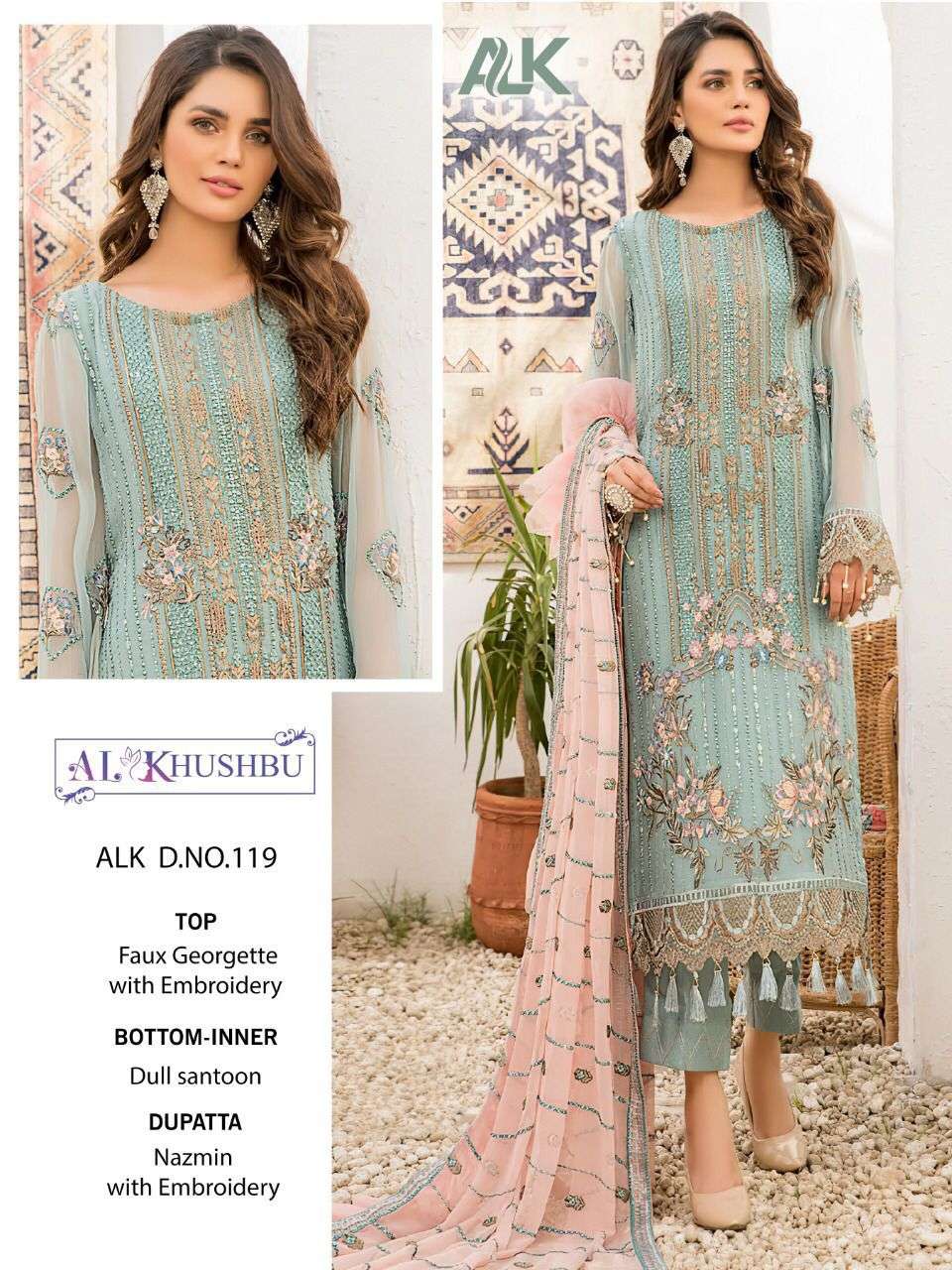 AL KHUSHBU ALK-DNO-119 DESIGNER GEORGETTE SUIT 