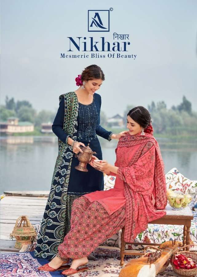 alok suits nikhar series 721001-721010 Pure Wool Pashmina suit