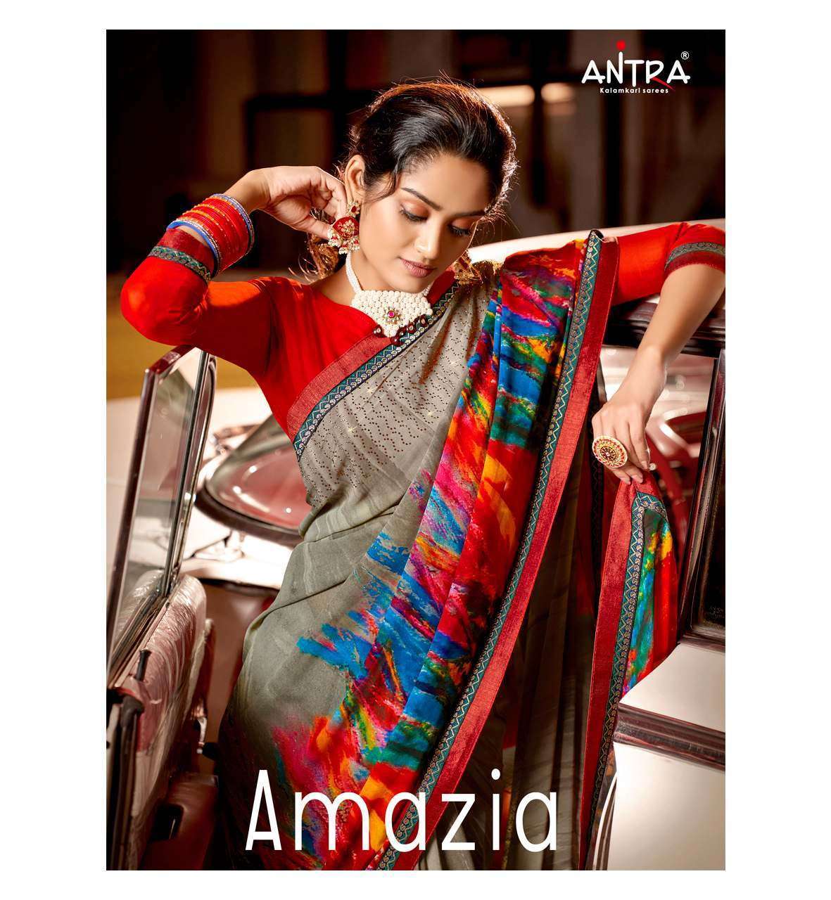 antra amazia vol 1 series 72261-72270 weightless saree print lace and siroski diamond