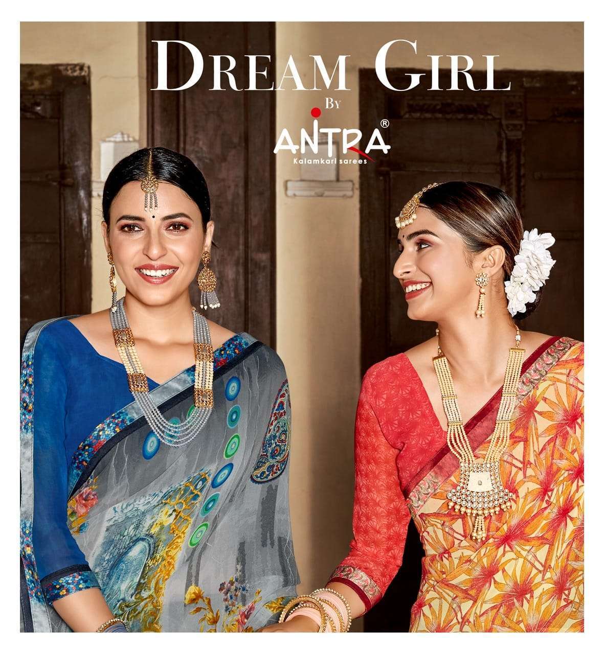 antra dream girl vol 1 series 75161-75170 weightless print lace saree