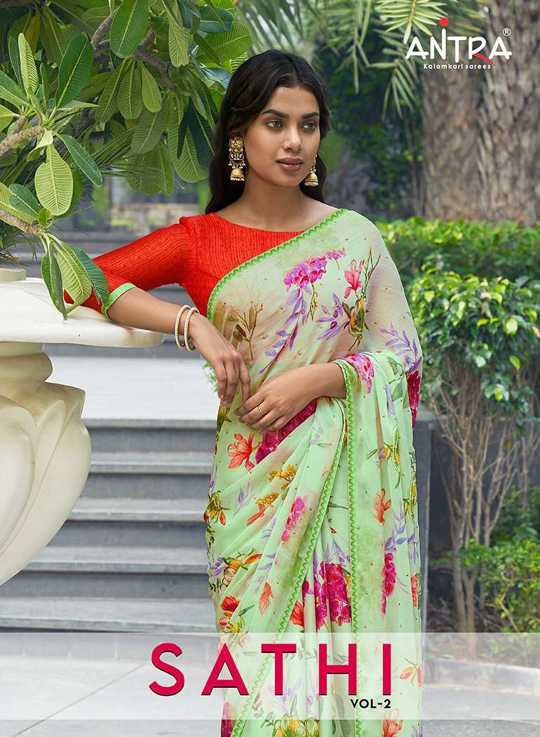 antra sathi vol 2 series 75821-75830 moss chiffon saree 