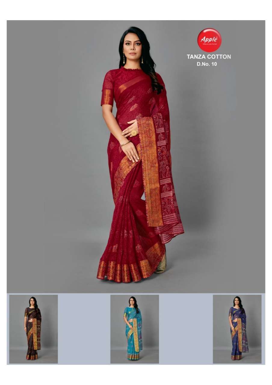 apple saree tanza cotton series 01-15 cotton silk saree