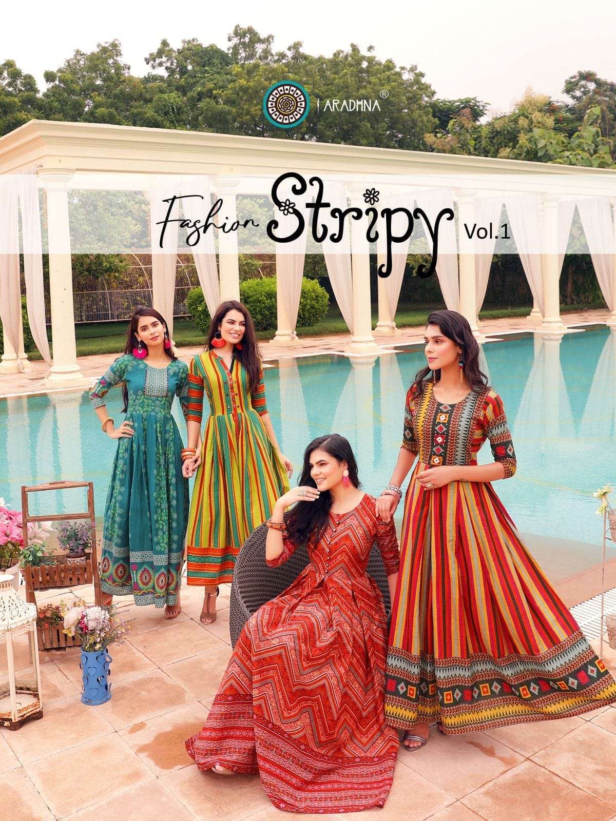 aradhna fashion stripy vol 1 series 1001-1012 heavy cotton kurti 