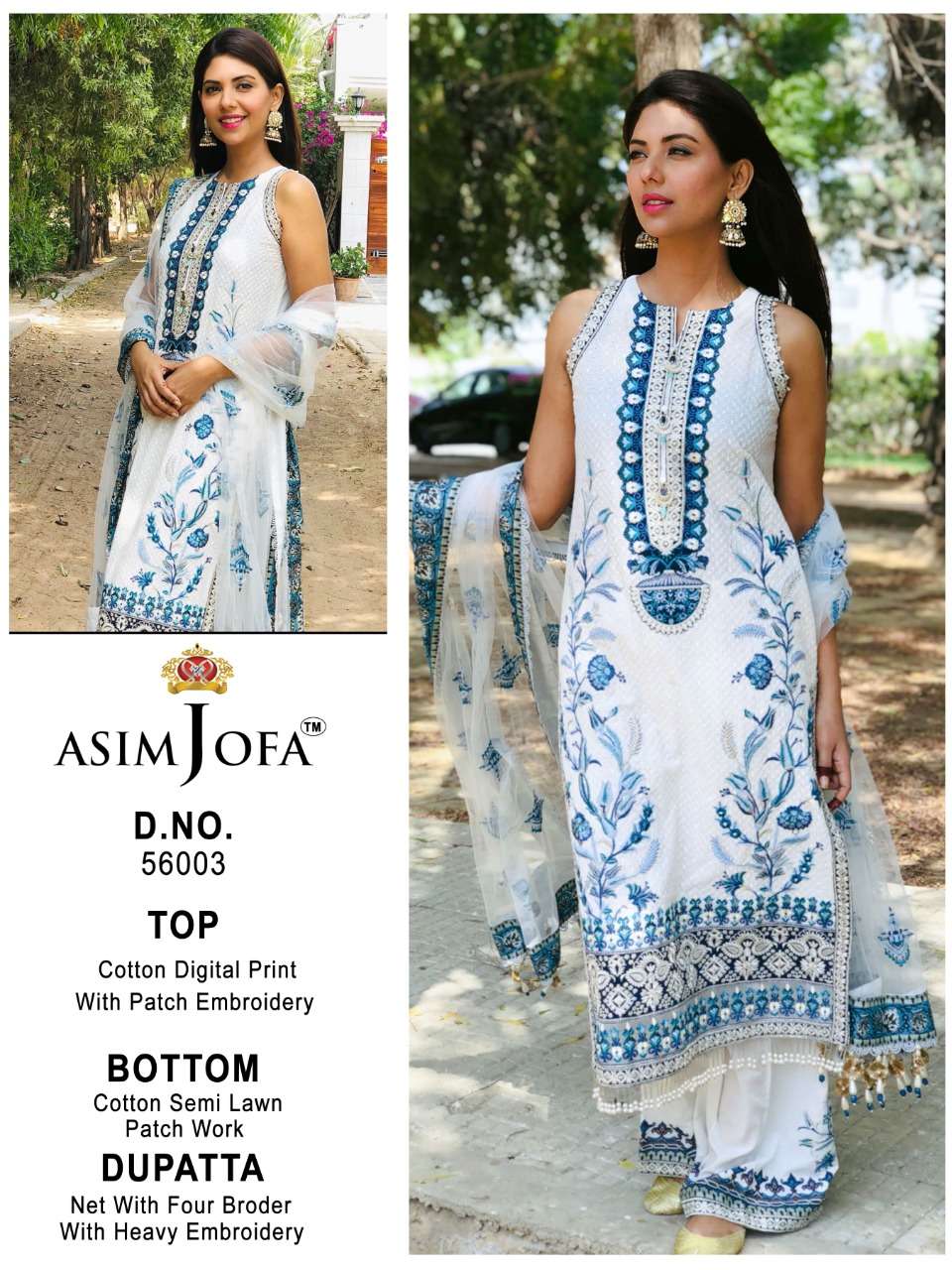 ASIM JOFA JF-56003 DESIGNER PURE COTTON SUIT 