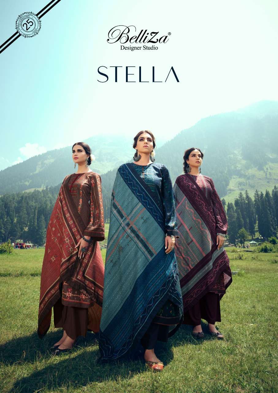 belliza stella series 711001-711008 Pure Pashmina with Digital Prints suit