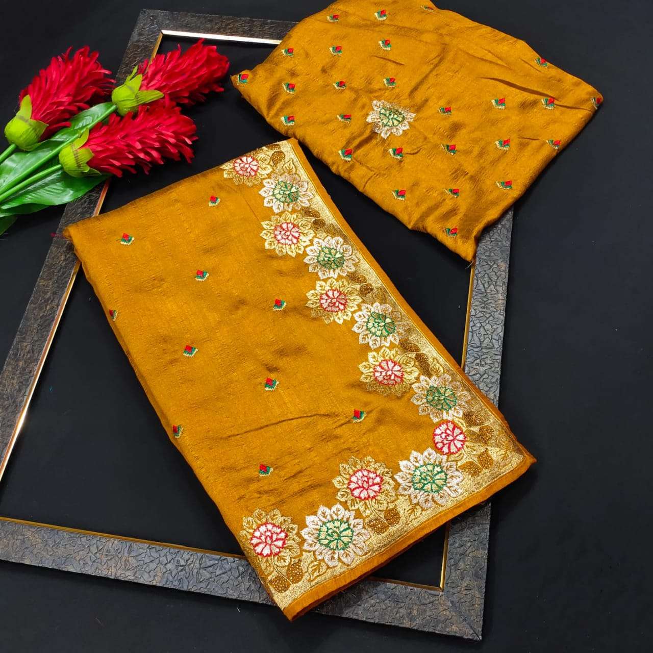 BT--10 DESIGNER PURE VICHITRA SILK SAREE