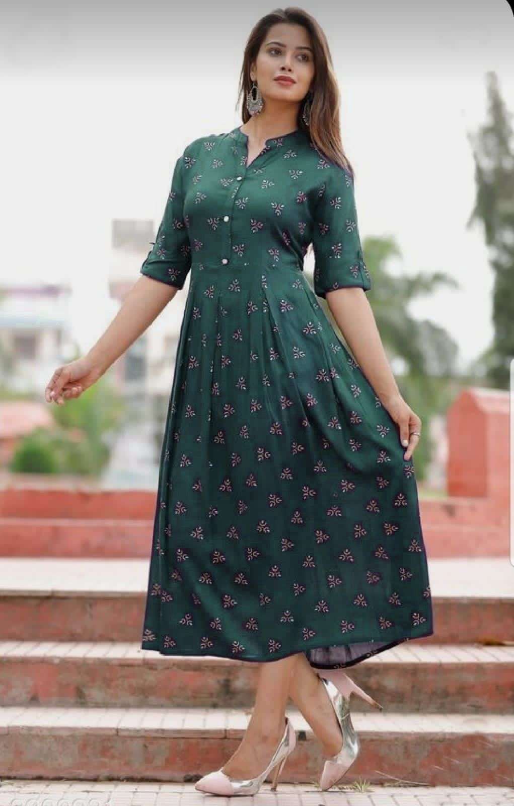 BT-1001 DESIGNER HEAVY 14 KG RAYON KURTI 