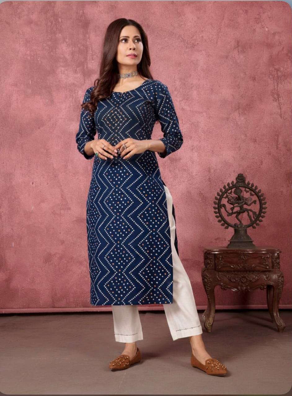 BT-1001 DESIGNER HEAVY COTTON KURTI 