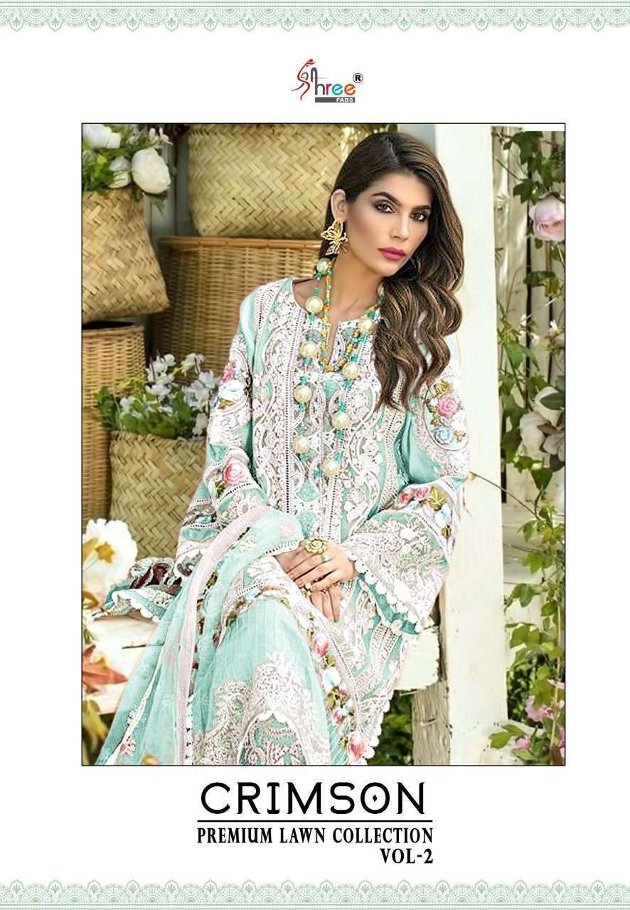 CRIMSON PREMIUM LAWN VOL 2 BY SHREE FABS COTTON EMBROIDERY PAKISTANI DRESSES