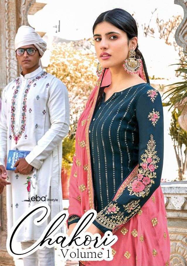 EBA LIFESTYLE CHAKORI VOL 1 CHINON EMBROIDERY DESIGNER FANCY SUITS