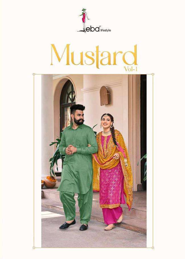 eba lifestyle mustard series 1336-1339  faux georgette suit