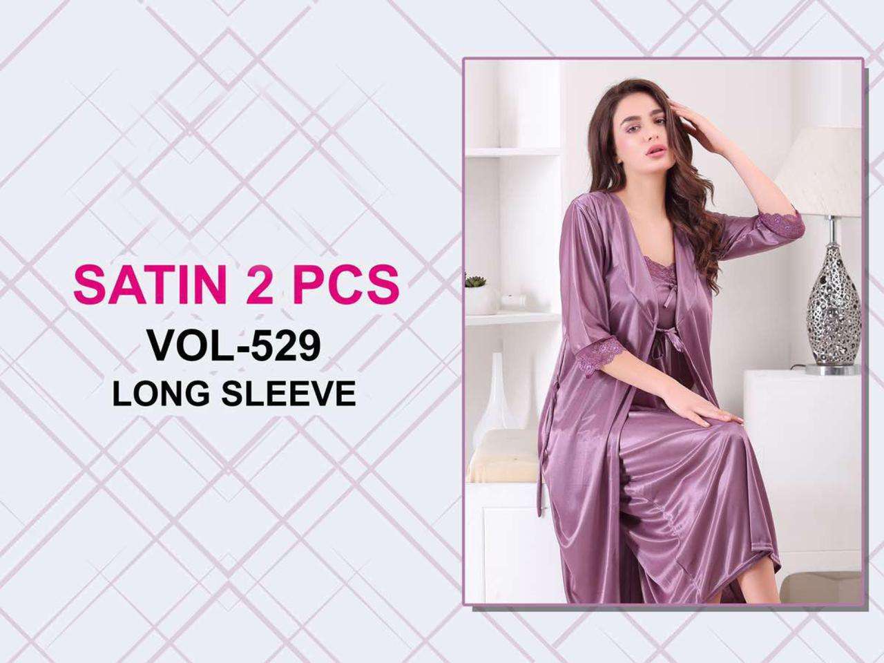 fashion talk satin 2 pcs vol 529 heavy satin night gown 