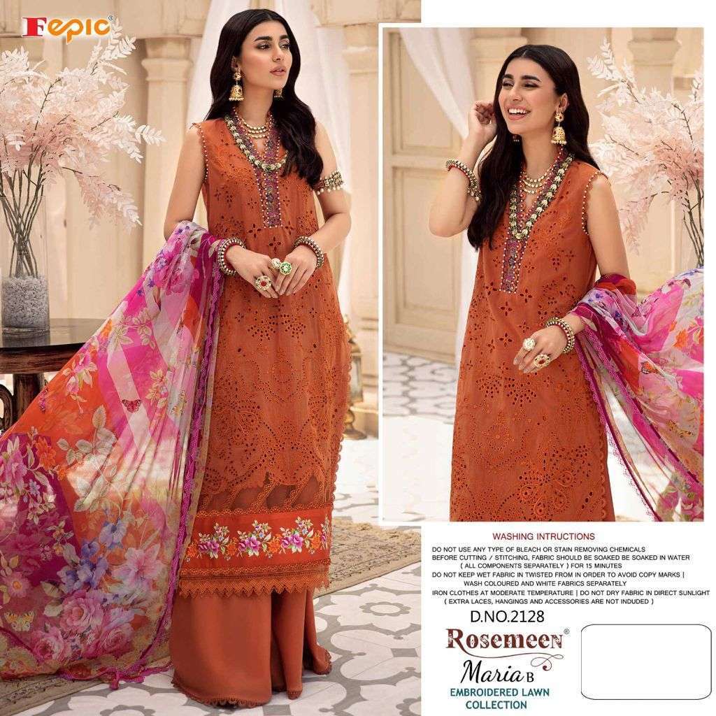 Fepic rosemeen maria b embroidered lawn collection series 2127-2130 pure cotton suit