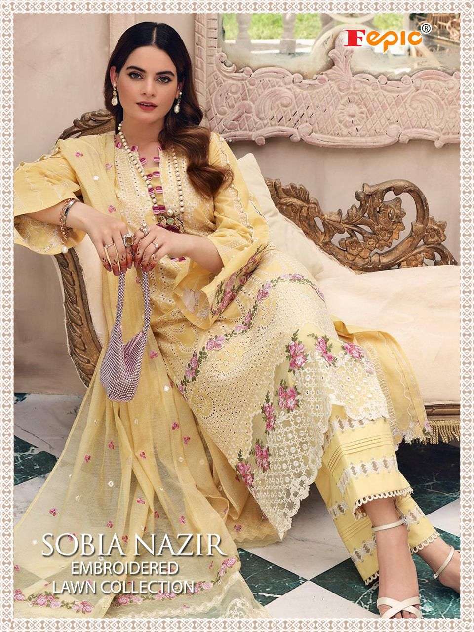 fepic sobia nazir embroidered lawn series 5131-5135 pure cotton suit 