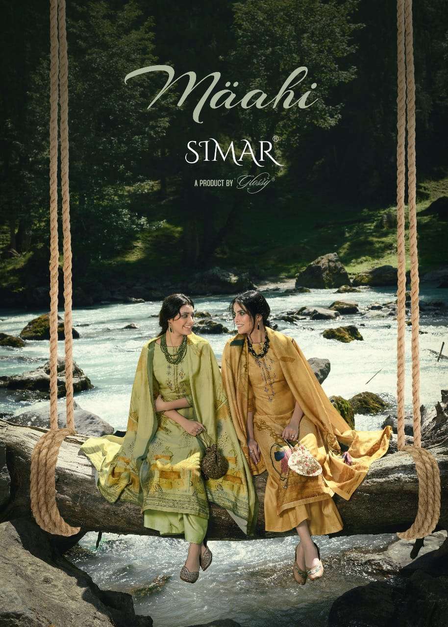 glossy maahi series 1170-1177 Pure Pashmina Digital Print with Embroidrey suit