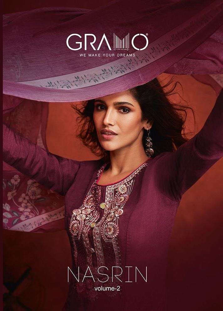 gramo nasrin vol 2 series 71-76 pure viscose upada suit