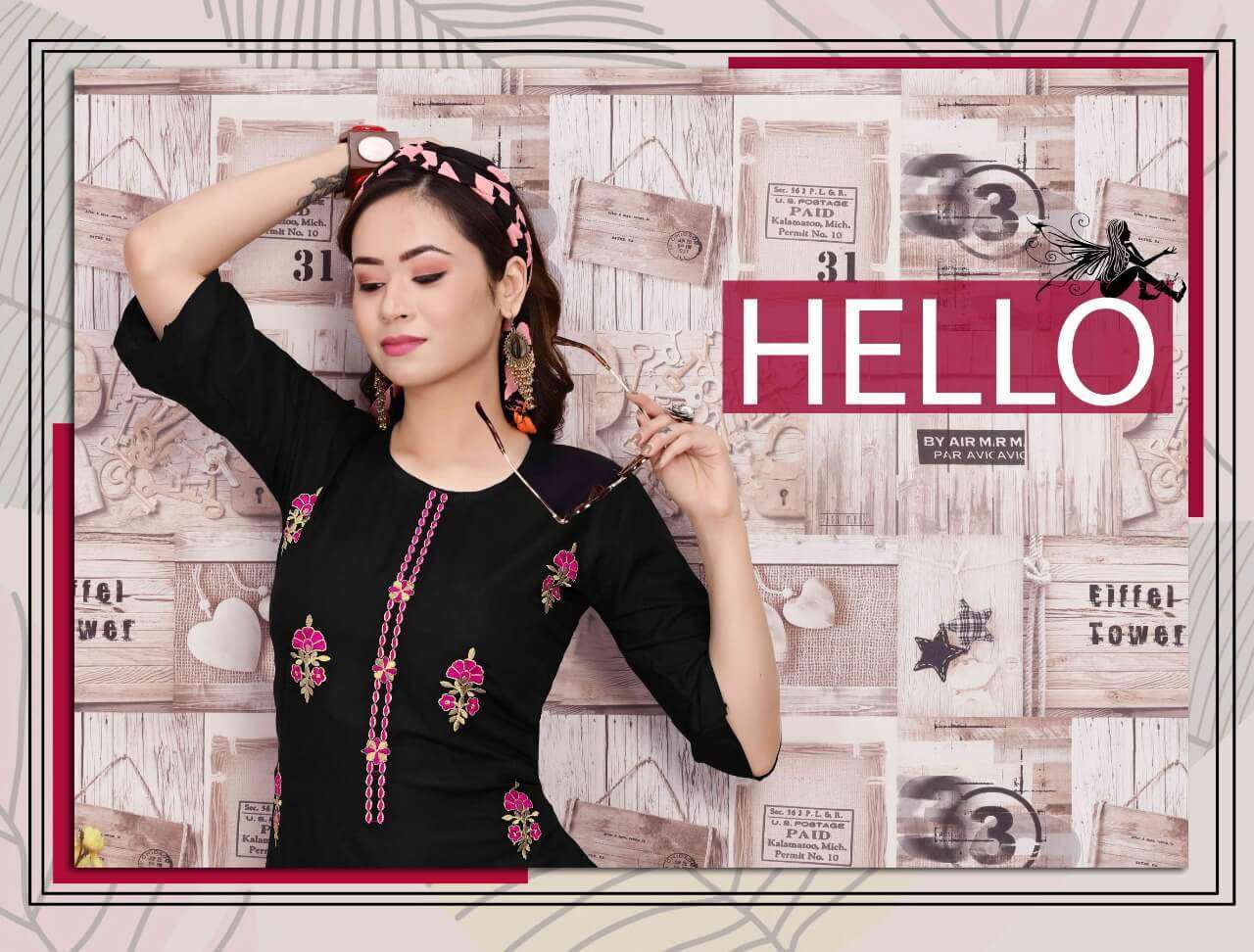 hello Rayon 17 kg Straight Kurta embroidery kurti 