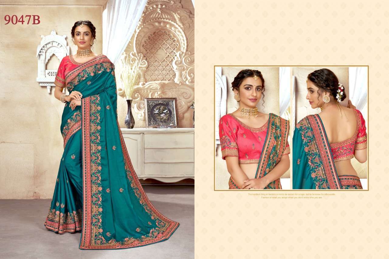 heritage vol 11 series 9045-9049 heavy fancy embroidered saree