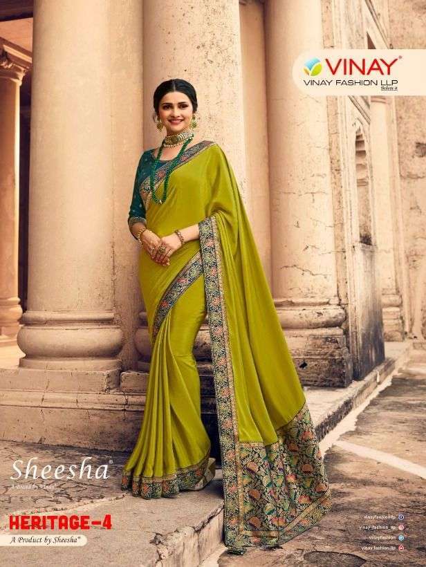 HERITAGE VOL 4 BY VINAY SILK CRAPE EXCLUSIVE FANCY SAREE WHOLESALER