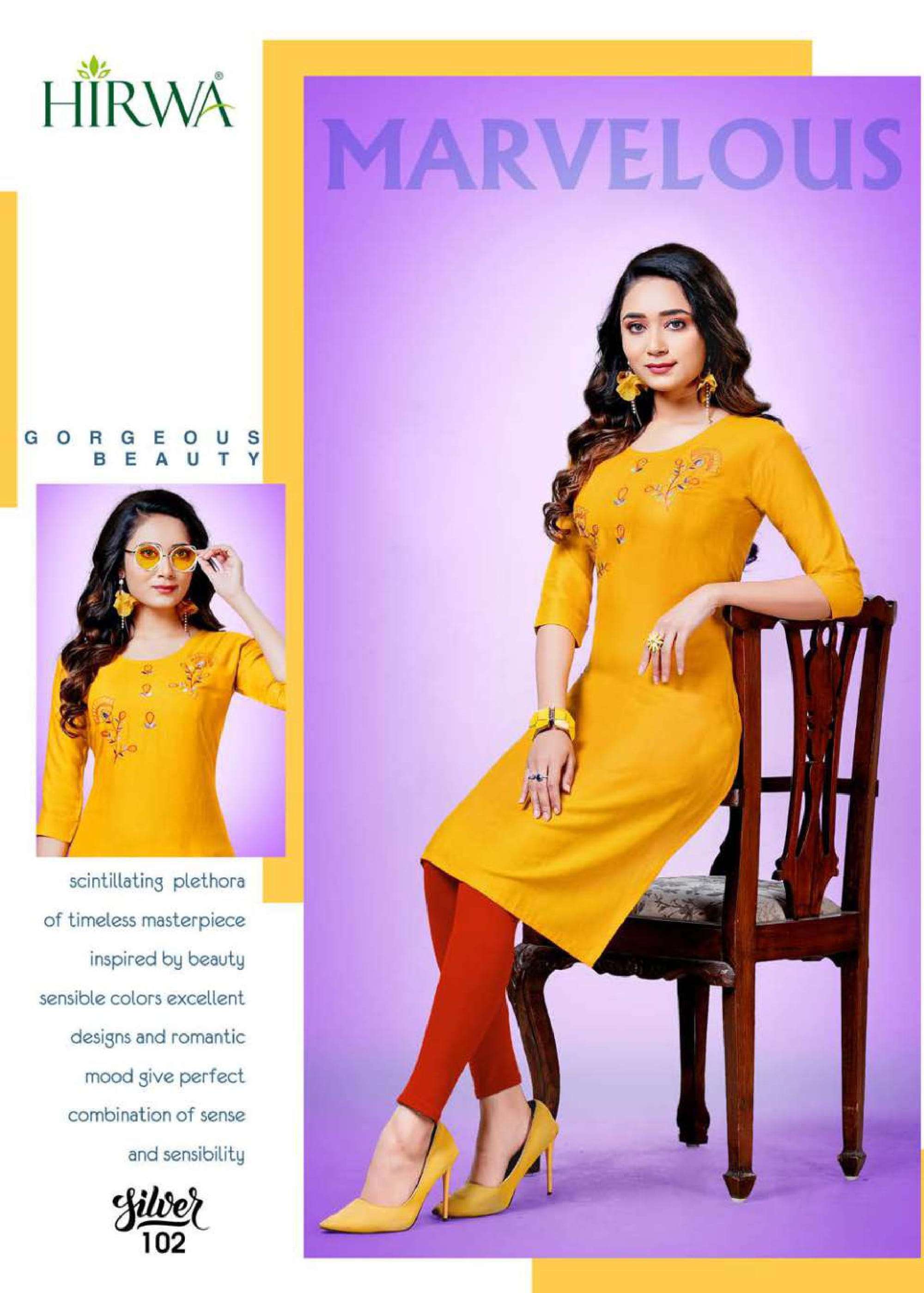 HIRWA PRESENTS SILVER RAYON WITH SEQUENCE WORK LOWEST RANGE LADIES KURTAS