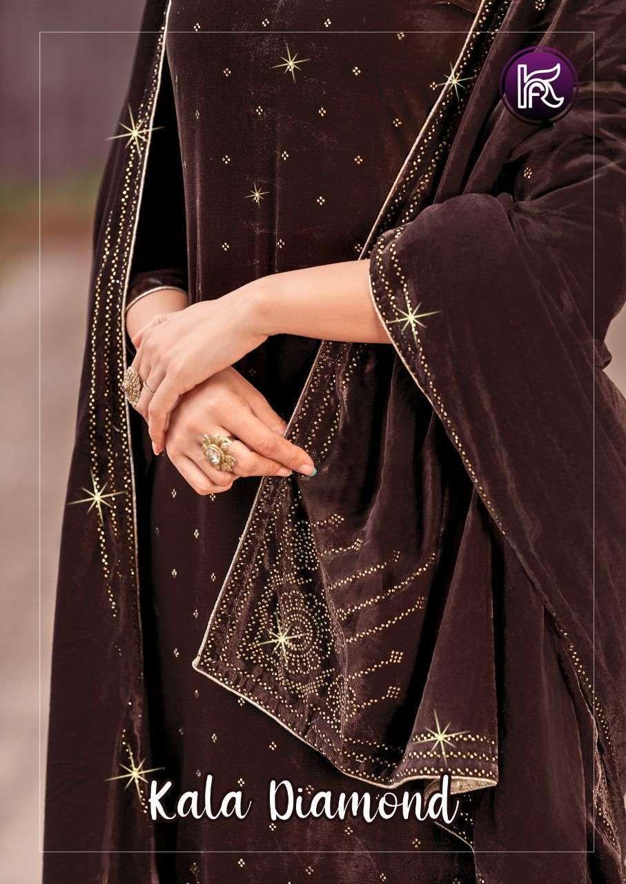 kala fashion diamond series 1001-1007 velvet wok suit 