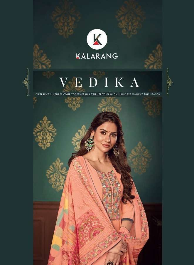 kalarang vedika series 3131-3134 muslin suit with fancy work