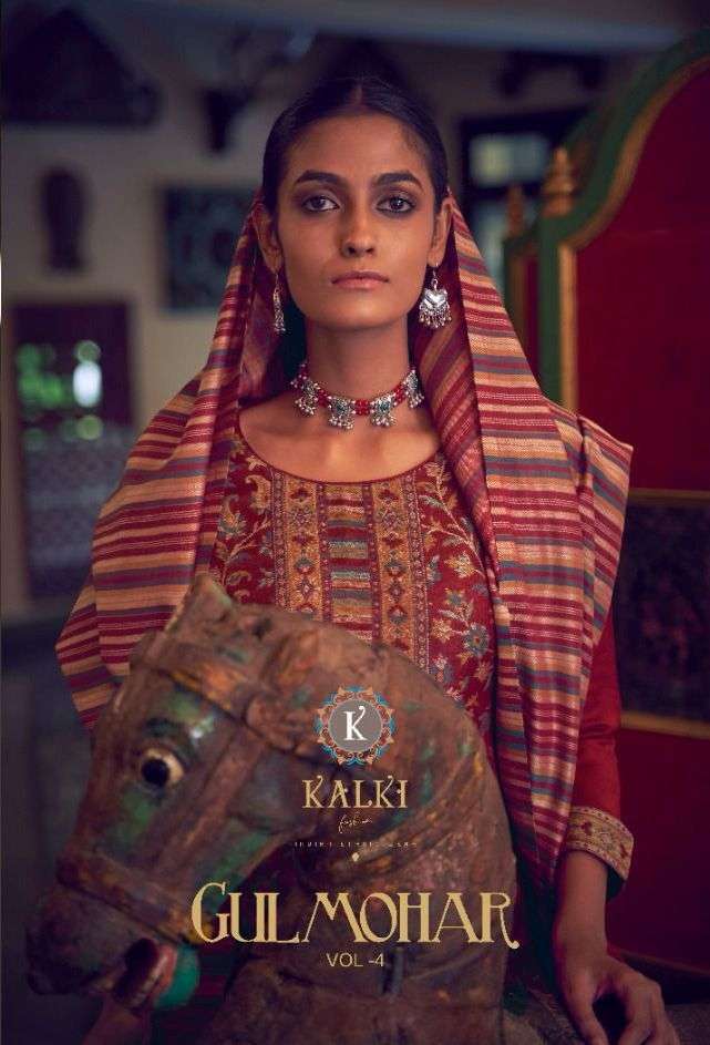 Kalki fashion gulmohar vol 4 series 47001-47009 pure handloom weaving pashmina suit