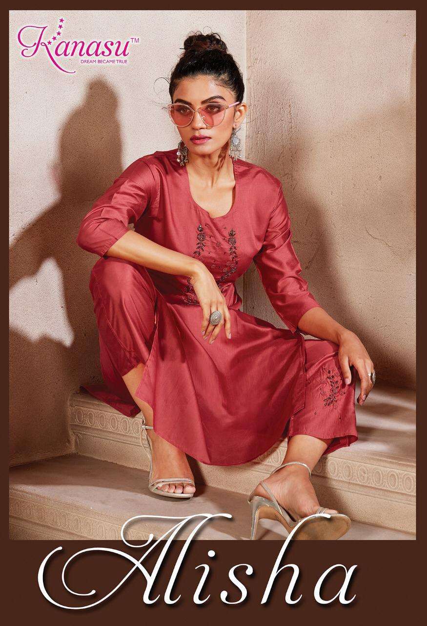 kanasu alisha series 4601-4608 diable silk kurti with pant 