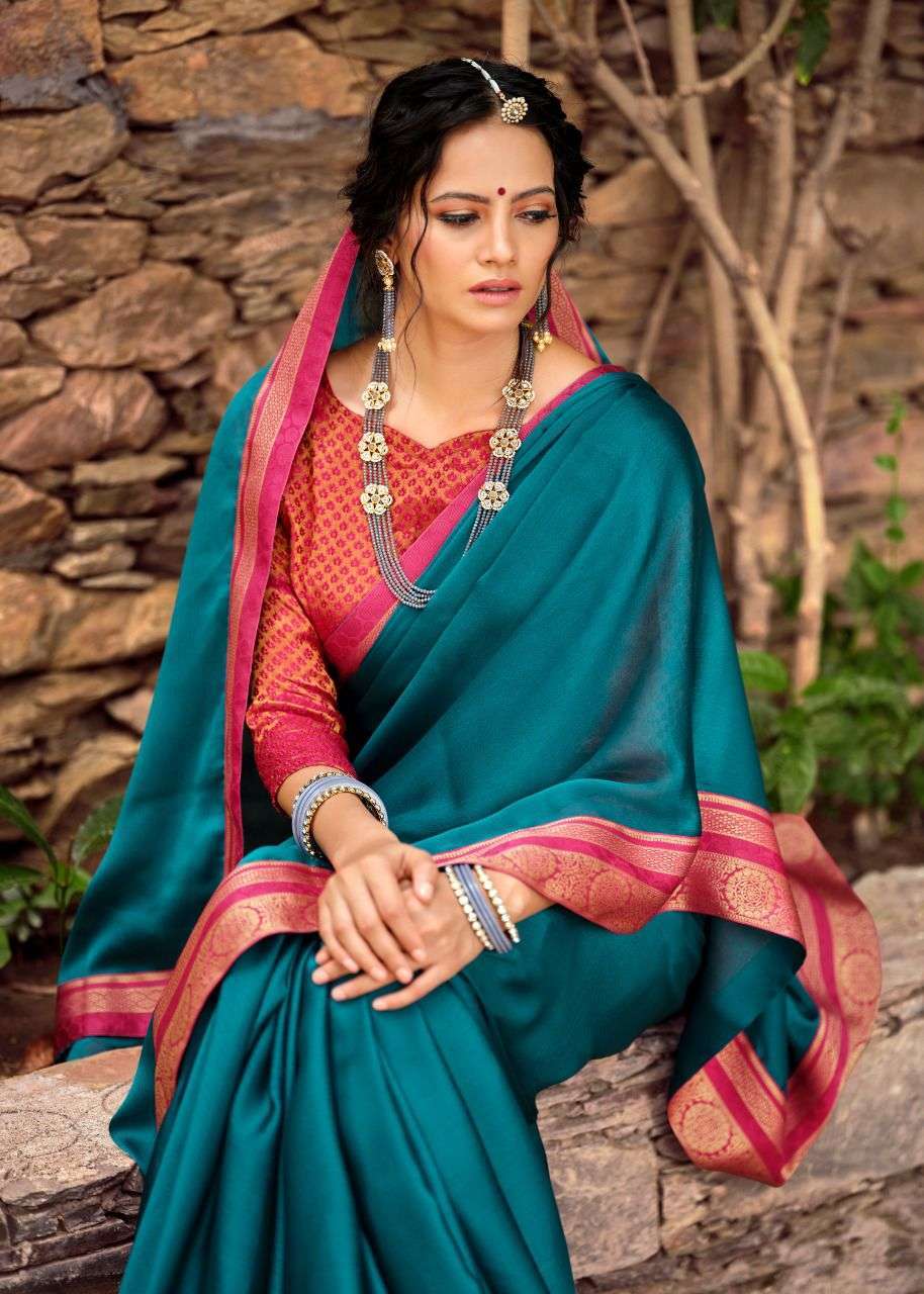 kashvi creation anvi series 66001-66010 Moss Chiffon With Fancy Lace saree