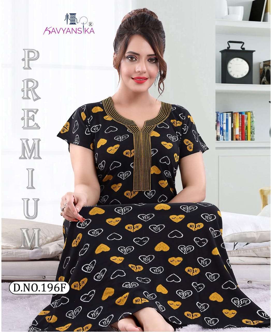 kavyansika vol 196 Embroidery Cotton Hosiery night gown